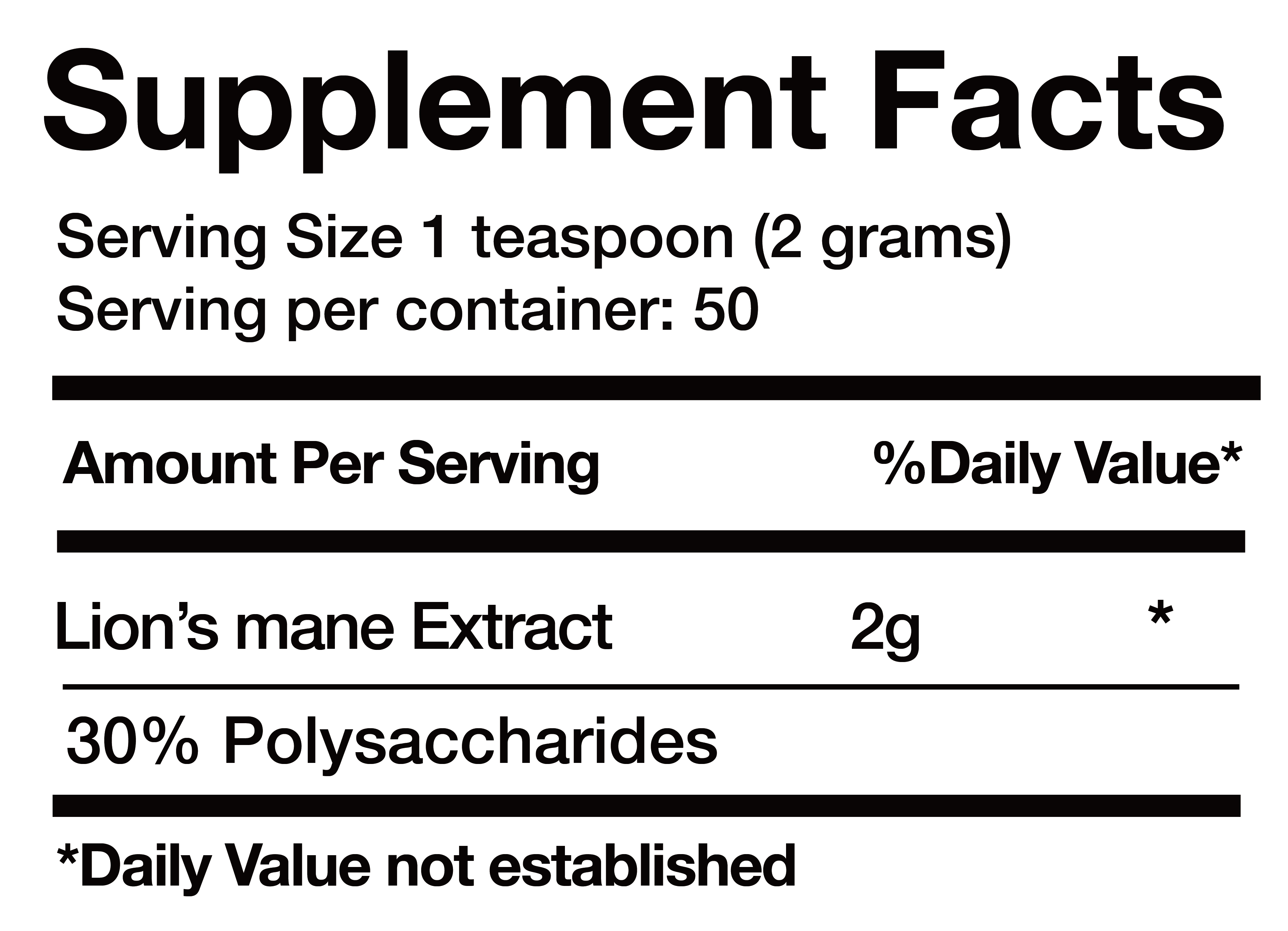 Extracto de Melena de León  (Lion’s Mane Extract) nutrition facts